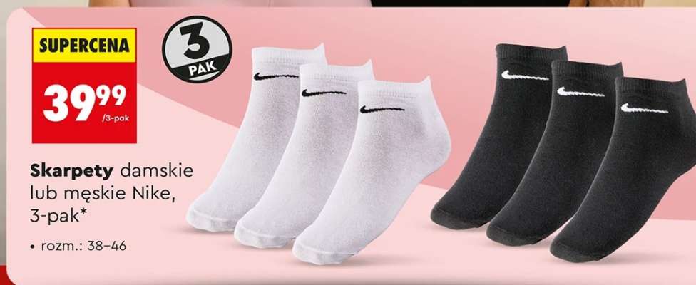 Skarpety damskie lub męskie Nike, 3-pak
