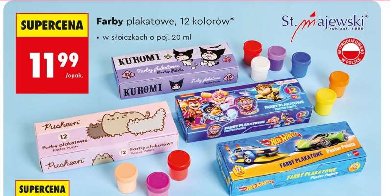 Farby plakatowe 12 kolorów