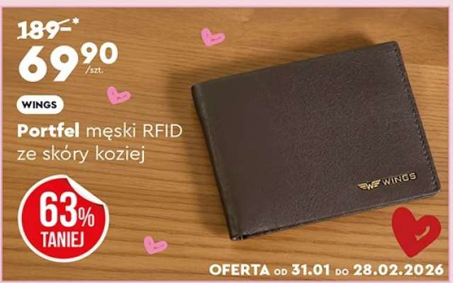 Portfel męski RFID ze skóry koziej