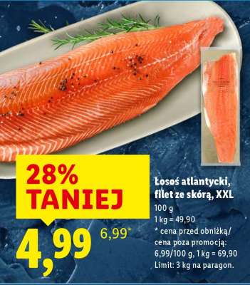 Łosoś atlantycki, filet ze skórą, XXL