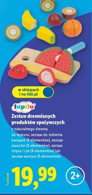 Zestaw drewnianych produktów spożywczych