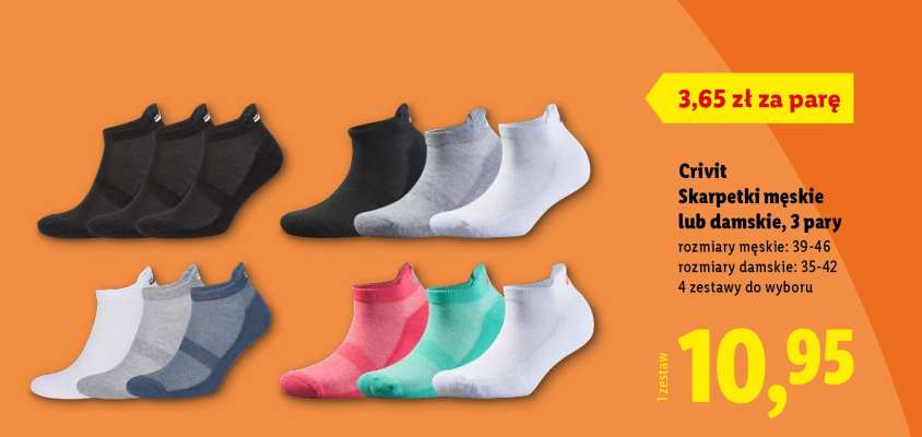 Crivit Skarpetki męskie lub damskie, 3 pary