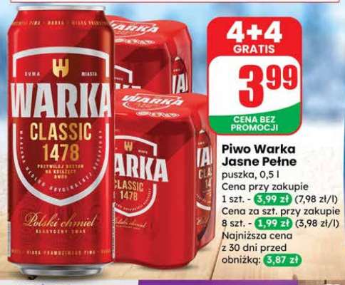 Piwo Warka Jasne Pełne