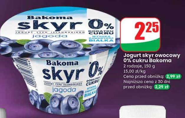 Jogurt skyr owocowy 0% cukru Bakoma