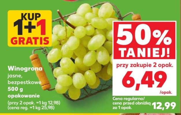 Winogrona jasne bezpestkowe 500 g opakowanie