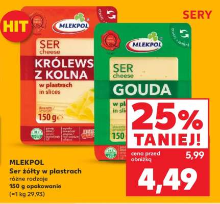 MLEKPOL Ser żółty w plastrach