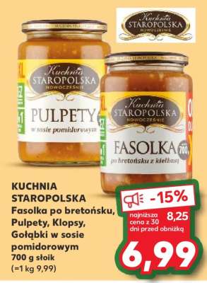 KUCHNIA STAROPOLSKA Fasolka po bretońsku, Pulpety, Klopsy, Gołąbki w sosie pomidorowym