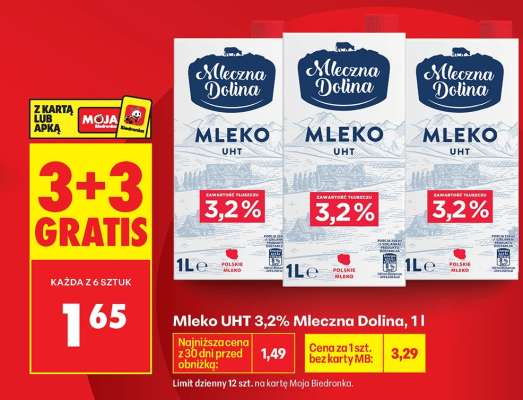 Mleko UHT 3,2% Mleczna Dolina, 1l