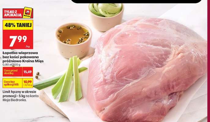 Łopatka wieprzowa bez kości pakowana próżniowo Kraina Mięs