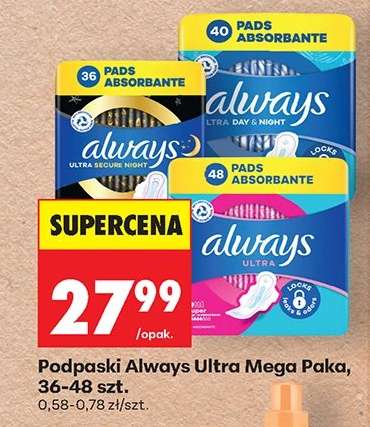 Podpaski Always Ultra Mega Paka, 36-48 szt.