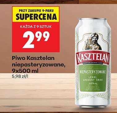 Piwo Kasztelan niepasteryzowane, 9x500 ml