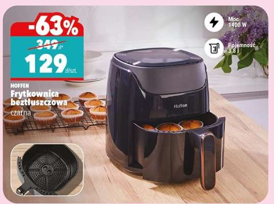 Frytkownica beztłuszczowa, czarna