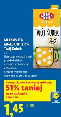 Mlekovita Mleko UHT 2,0% Twój Kubek