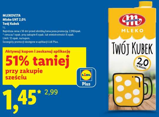 Mlekovita Mleko UHT 2,0% Twój Kubek