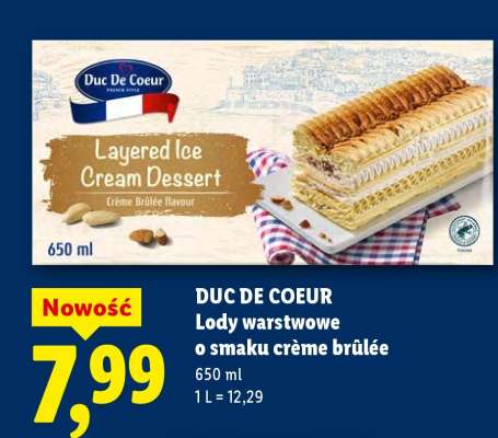 DUC DE COEUR Lody warstwowe o smaku crème brûlée