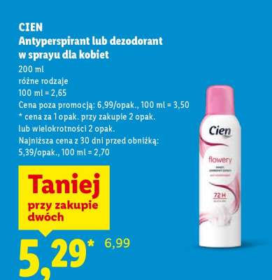 Cien Antyperspirant lub dezodorant w sprayu dla kobiet