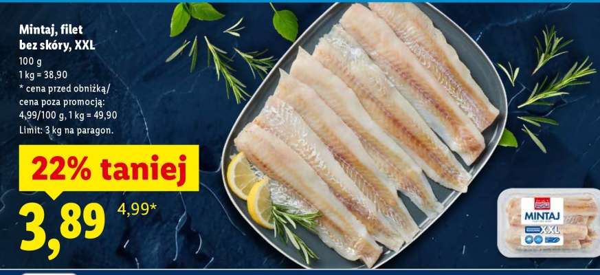 Mintaj, filet bez skóry, XXL