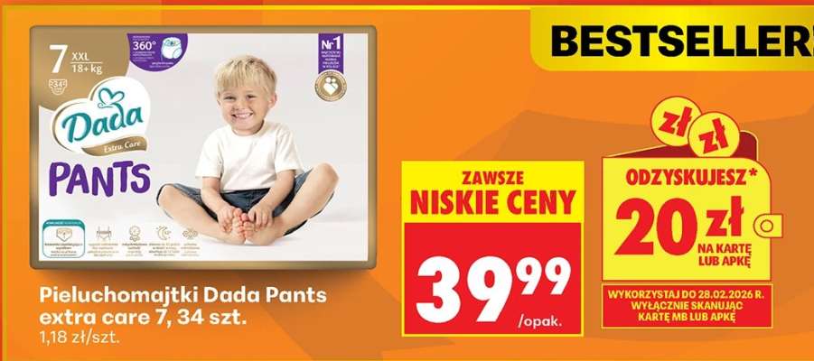 Pieluchomajtki Dada Pants extra care 7, 34 szt.
