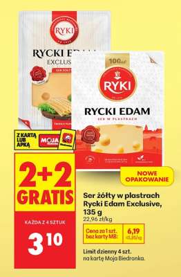 Ser żółty w plastrach Rycki Edam Exclusive , 135 g