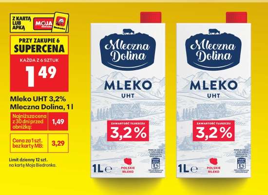 Mleko UHT 3,2% Mleczna Dolina, 1l