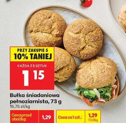 Bułka śniadaniowa pełnoziarnista, 73 g