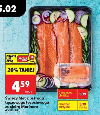 Świeży filet z pstrąga tęczowego łososiowego ze skórą Marinero