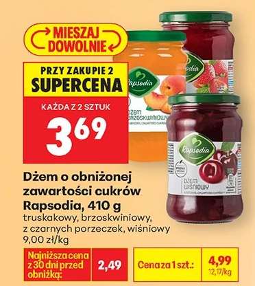 Dżem o obniżonej zawartości cukrów Rapsodia 410 g