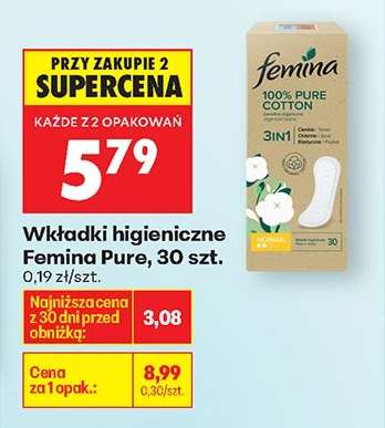 Wkładki higieniczne Femina Pure, 30 szt.