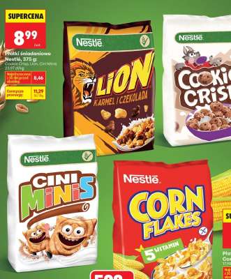 Płatki śniadaniowe Nestlé, 375 g: Cookie Crisp, Lion, Cini Minis
