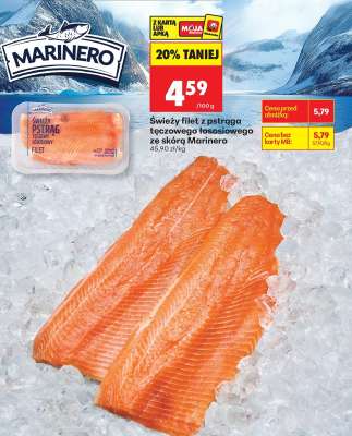 Świeży filet z pstrąga tęczowego łososiowego ze skórą Marinero