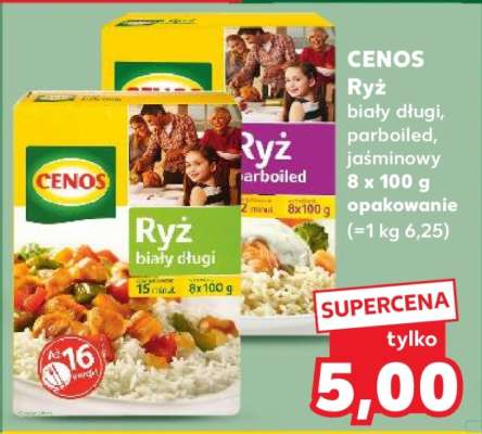 CENOS Ryż biały długi, parboiled, jaśminowy 8 x 100 g opakowanie