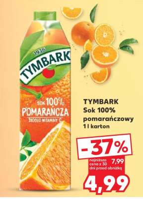 TYMBARK Sok 100% pomarańczowy 1 l karton