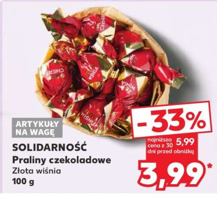 SOLIDARNOŚĆ Praliny czekoladowe Złota wiśnia 100 g