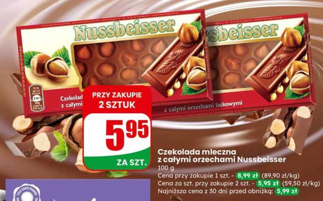 Czekolada mleczna z całymi orzechami Nussbeisser