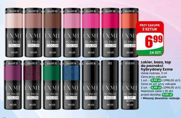 Lakier, baza, top do paznokci hybrydowy Exme