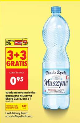 Woda mineralna lekko gazowana Muszyna Skarb Życia, 6x1,5 l