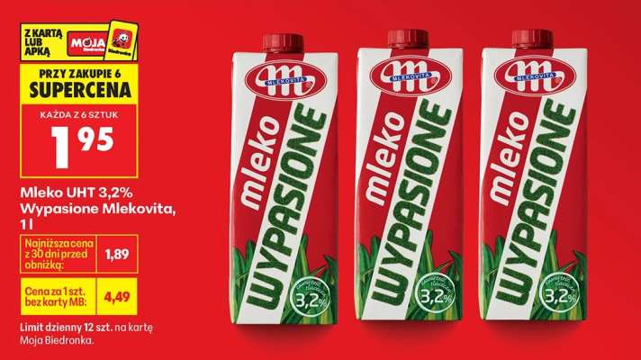 Mleko UHT 3,2 Wypasione Mlekovita 1l