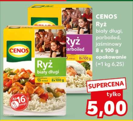 CENOS Ryż biały długi, parboiled, jaśminowy 8 x 100 g opakowanie
