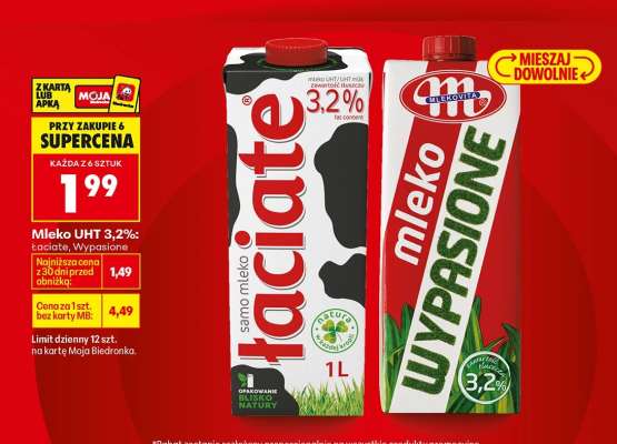 Mleko UHT 3,2%: łaciate, Wypasione