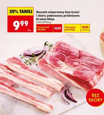 Boczek wieprzowy bez kości i skóry pakowany próżniowo Kraina Mięs