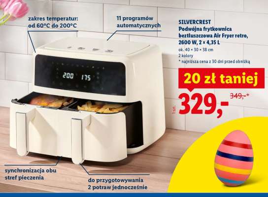 SilverCrest Podwójna frytkownica beztłuszczowa Air Fryer retro