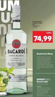 BACARDI CARTA BLANCA, SPICED RUM, 37,5% alk., 1 l butelka