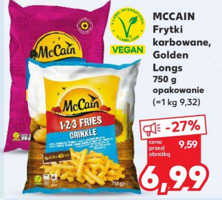 MCCAIN Frytki karbowane, Golden Longs 750 g opakowanie