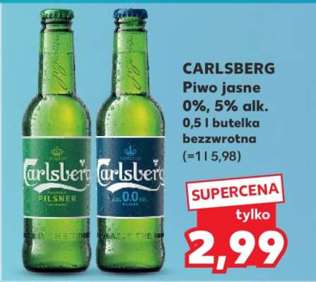 CARLSBERG Piwo jasne 0%, 5% alk. 0,5 l butelka bezzwrotna