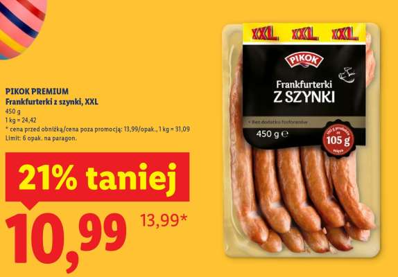PIKOK PREMIUM Frankfurterki z szynki, XXL