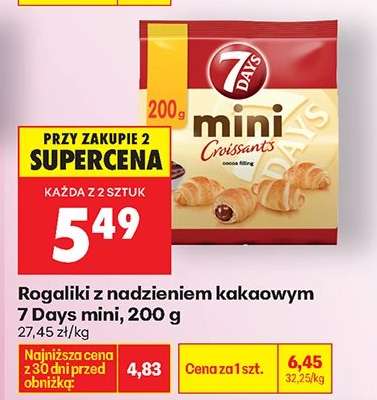 Rogaliki z nadzieniem kakaowym 7 Days mini, 200 g