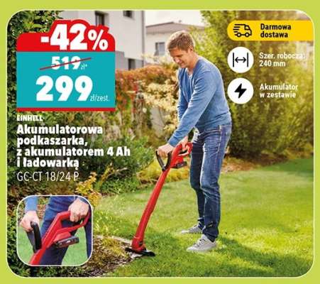 Akumulatorowa podkaszarka, z akumulatorem 4 Ah i ładowarką