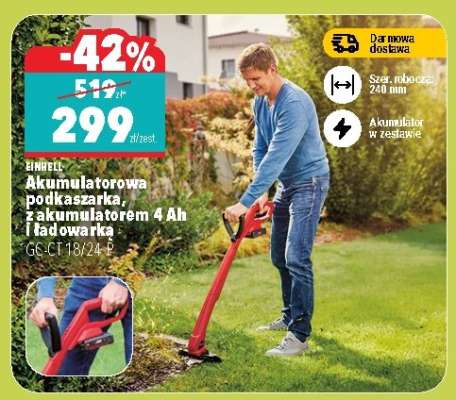 Akumulatorowa podkaszarka, z akumulatorem 4 Ah i ładowarką