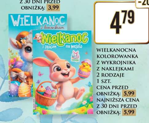 WIELKANOCNA KOLOROWANKA Z WYKROJNIKA Z NAKLEJKAMI 2 RODZAJE 1 SZT.