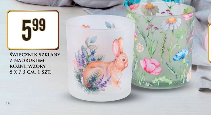 Świecznik szklany z nadrukiem